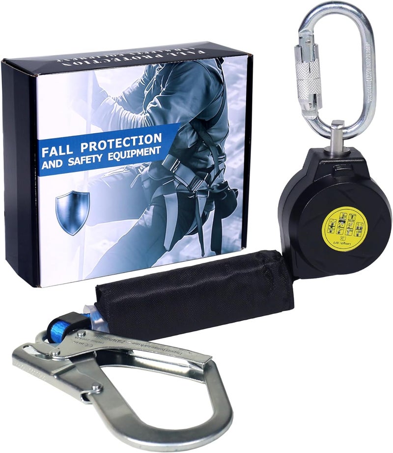 uProtect 6FT Self Retracting Lifeline Fall Protection Retractable Lanyard, Fall Arrest Safety Yoyo for Construction Industrial - OSHA/ANSI Compliant (Large Hook) - Image 1